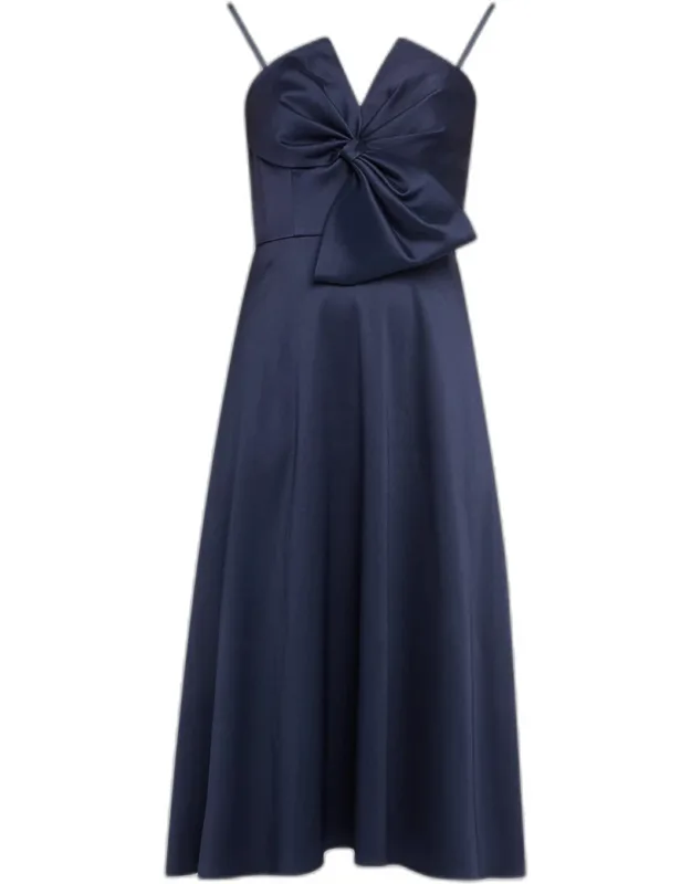 Bow-front Stretch Midi Dress