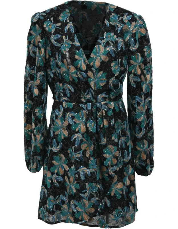 Embroidered Mini Long Sleeve Dress