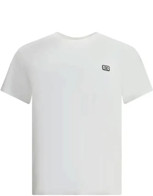 T-shirt With Ribbed Crew Neck And Vl Logo Patch