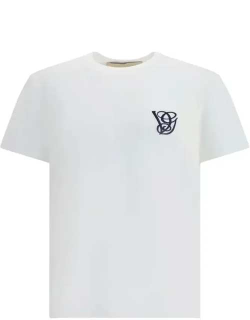 T-shirt With Ribbed Crew Neck And Contrasting Embroidered Iconic Logo
