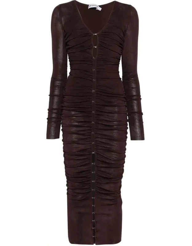 Gathered Viscose Knit Midi Dress