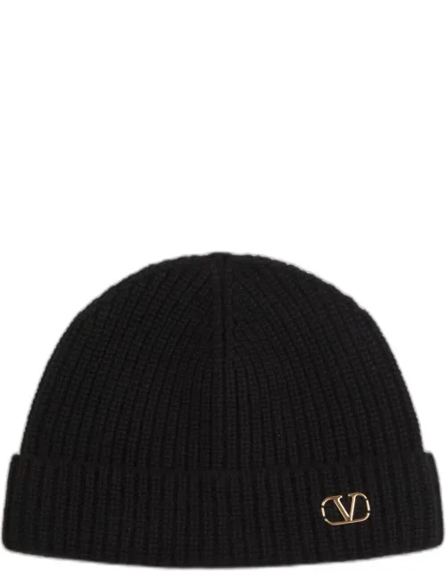 Logo Knitted Hat Made Of Cashmere