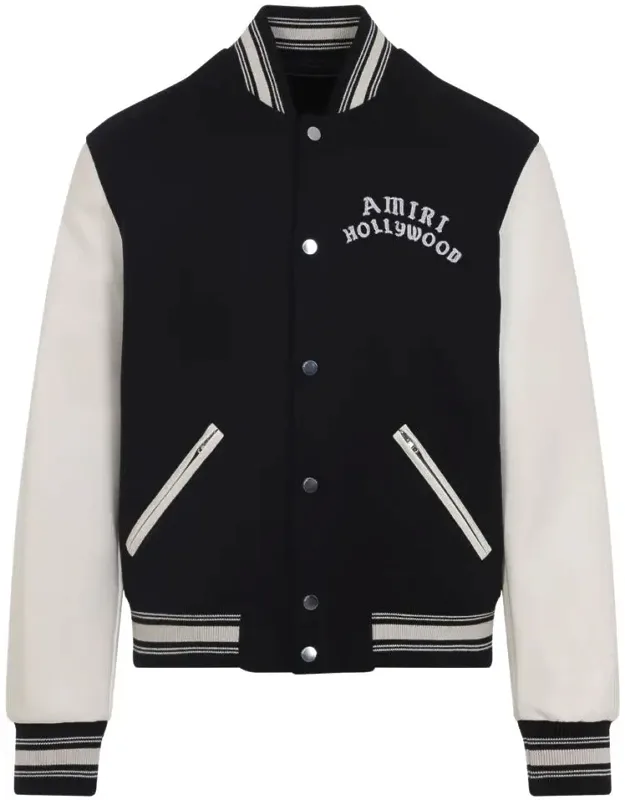 Amiri Bomber Jacket With Embroidered Logos And Ribbed Edges