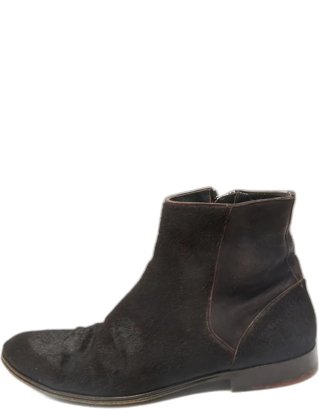 Calf Hair And Suede Ankle Length Boots