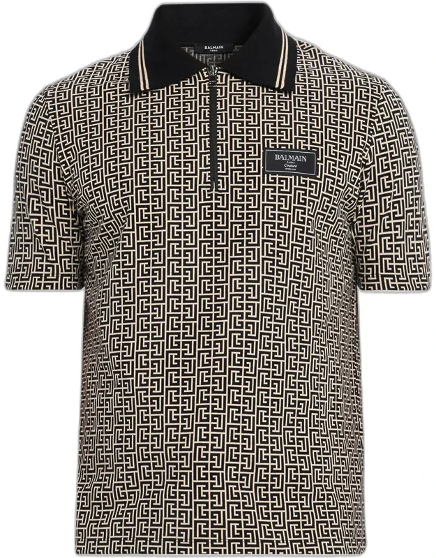 Monogram Couture-label Quarter-zip Polo Shirt