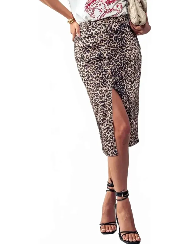 Leopard Denim Skirt