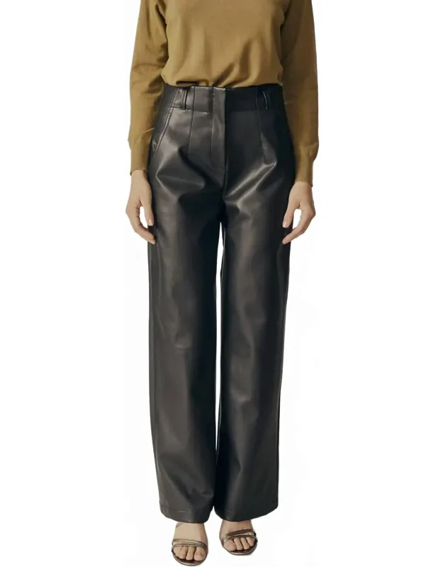 Clethra Pants With High-waisted Vegan Leather Design