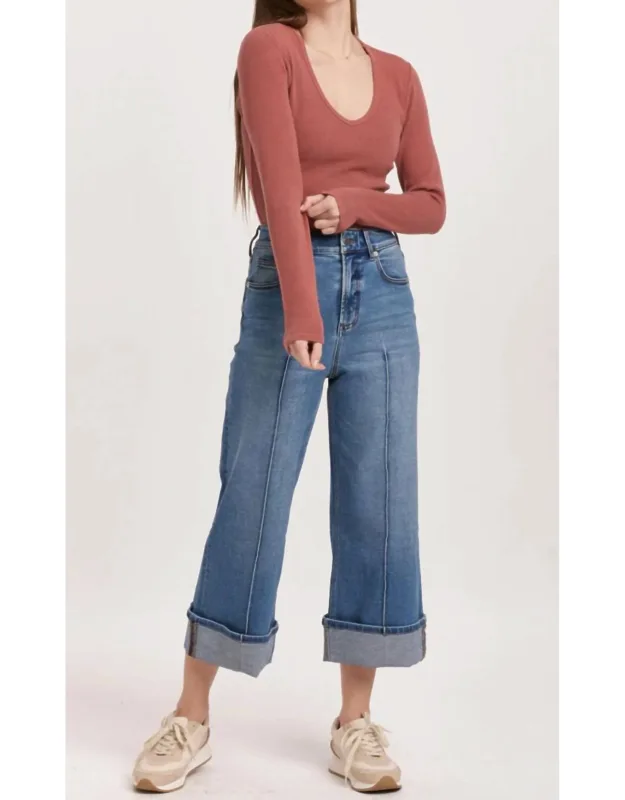 High Rise Cropped Wide Leg Jeans