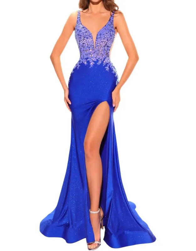Fitted Dress With Sheer Sequin Bodice And Open Back