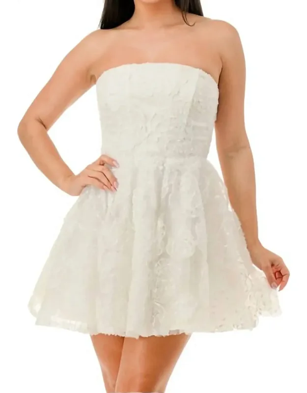 Floral Applique Glitter Mini Dress