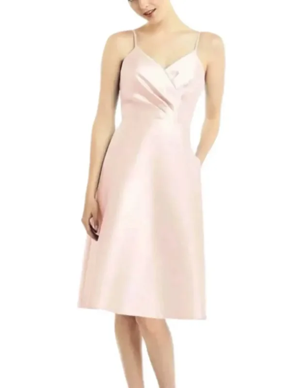 Satin Twill V-neck Cocktail Dress