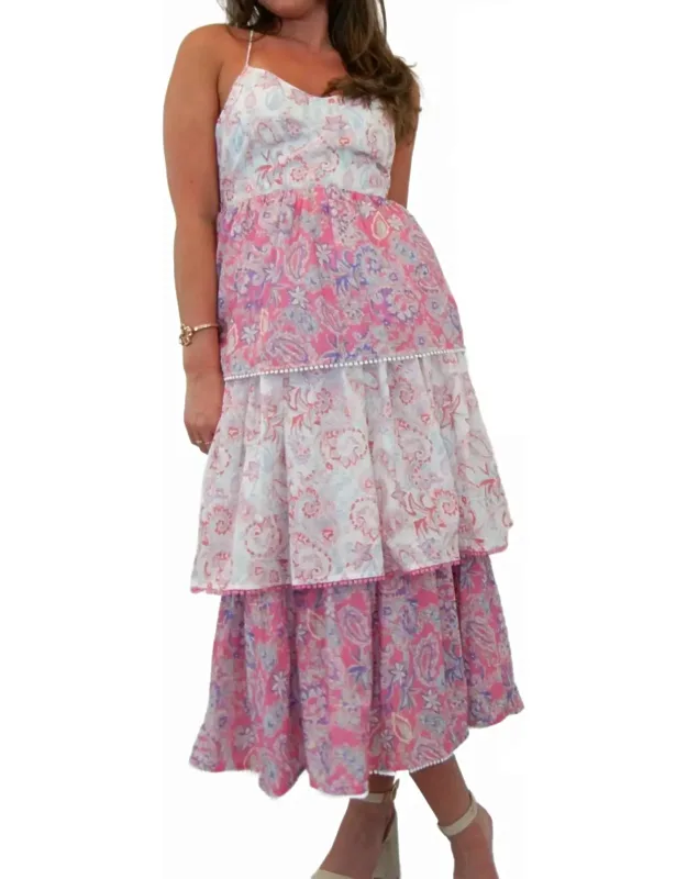 Vintage Paisley Tiered Midi Dress