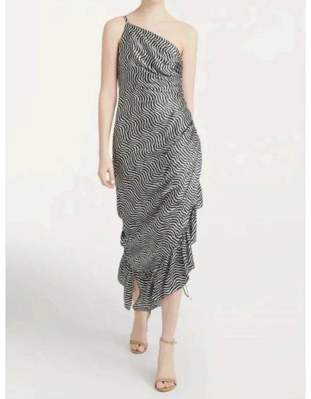 One Shoulder Asymmetric Midi Dress