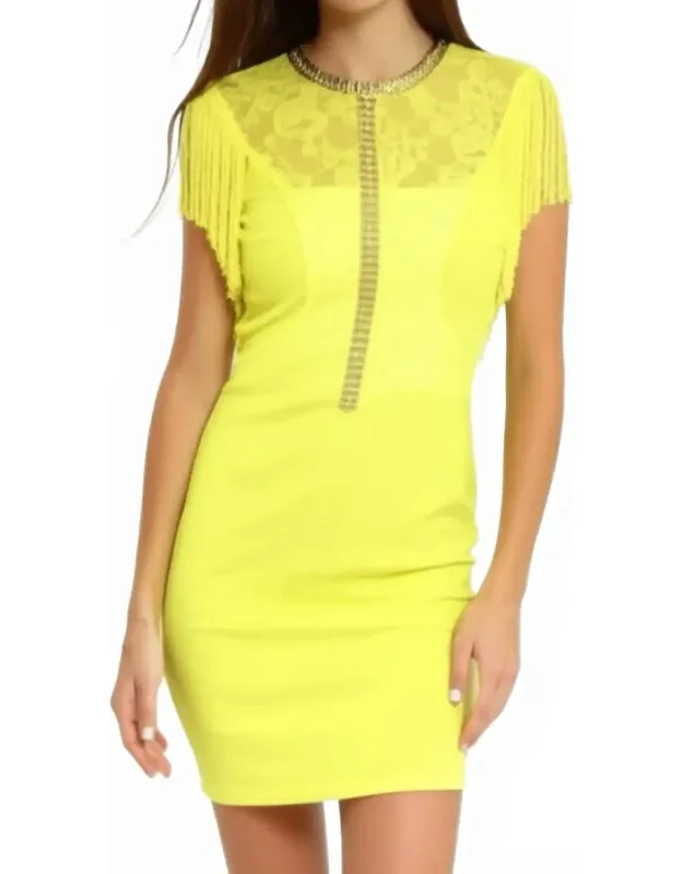 Mini Embellished Fringe Lined Dress