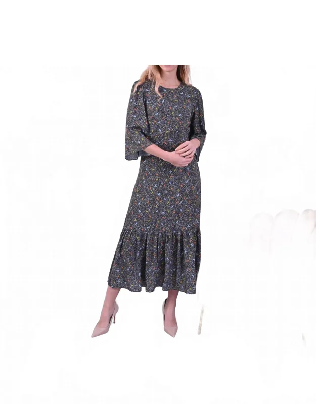 - Adrianna Dress In Butterfly, A-line Silhouette, Lightweight Viscose