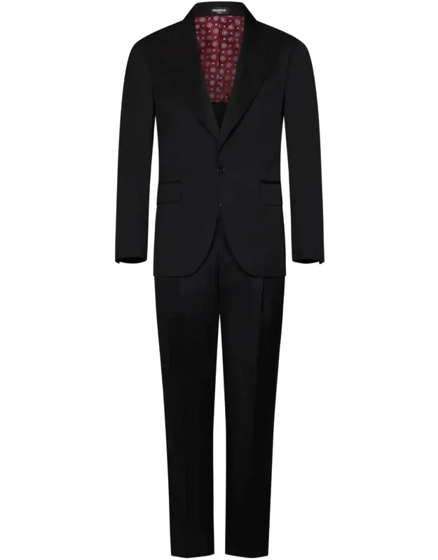 Franzese Napoli James Bond Suit - Handmade, Black Pinstriped, Super 170's Fabric