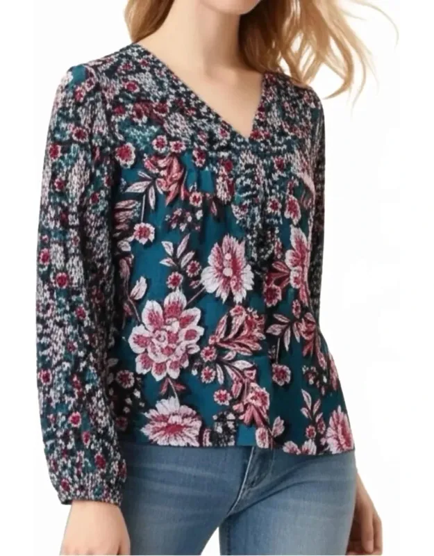 Floral Print V-neck Blouse