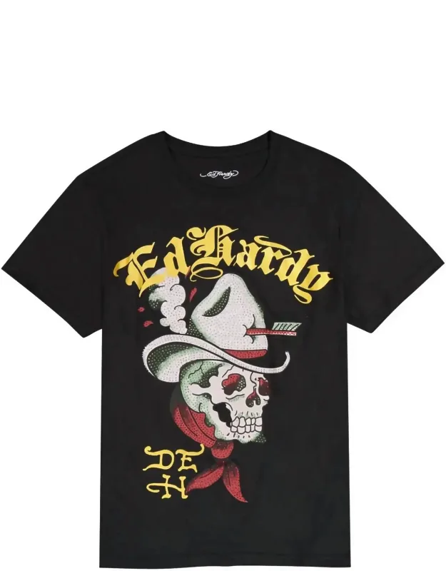 Cowboy Skull Throwback Rhinestone Tee
