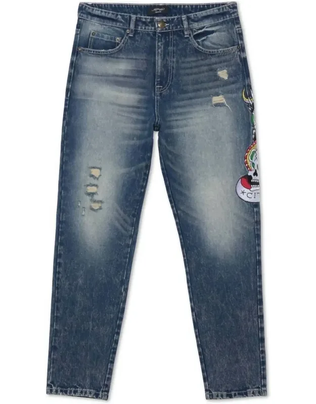 Nyc Eagle Skull Slim Taper Jeans