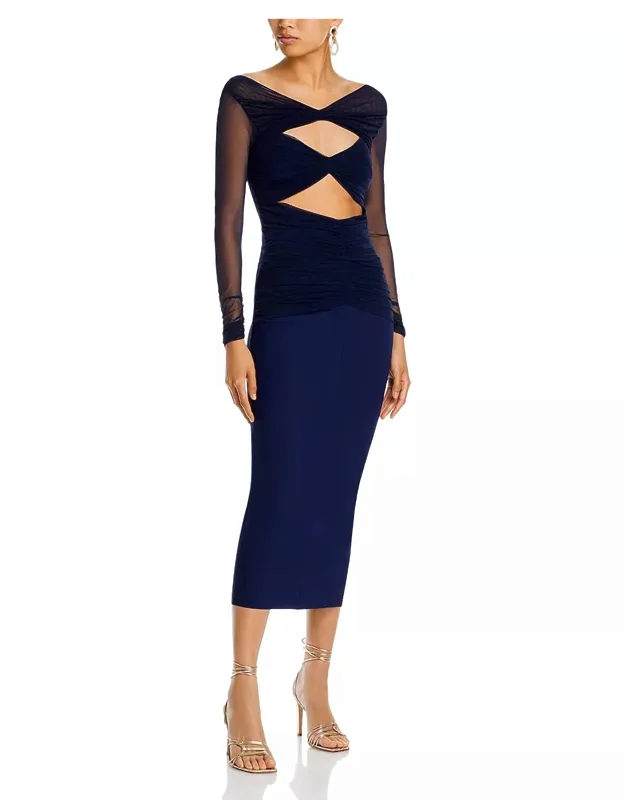 Cutout Mixed Media Sheath Dress