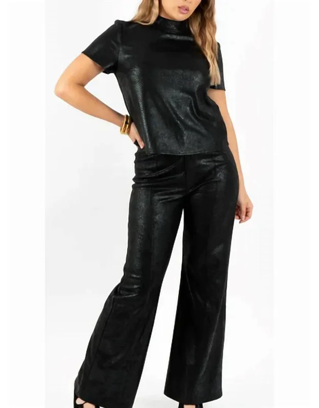 Snake Print Wide Leg Pants