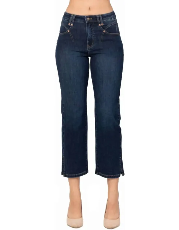 Side Slits Cropped Jeans
