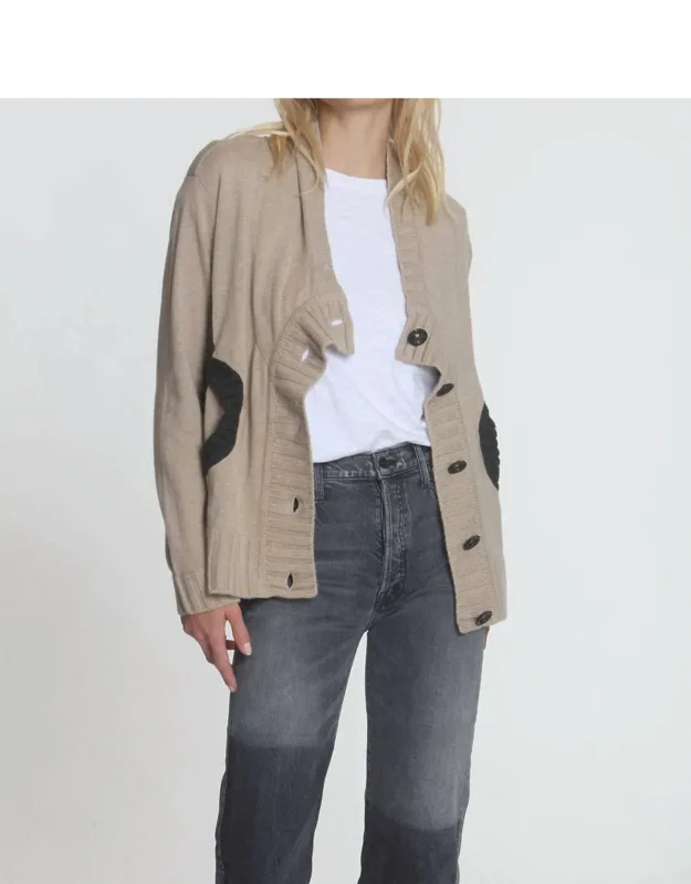 Willow Button Cardigan With High Slits And Chunky Rib Trims