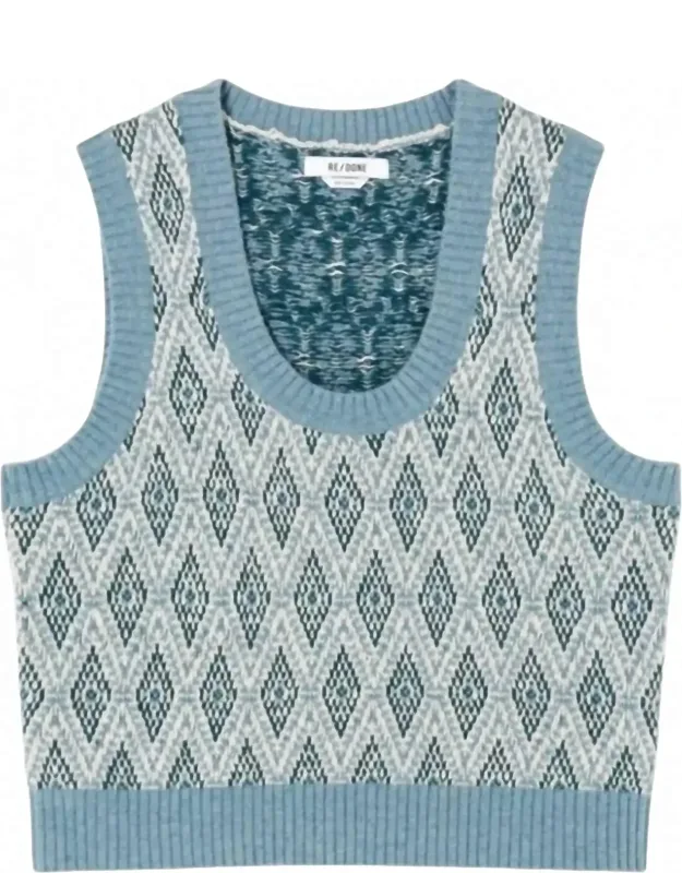 Retro Geo Jacquard Sweater Vest