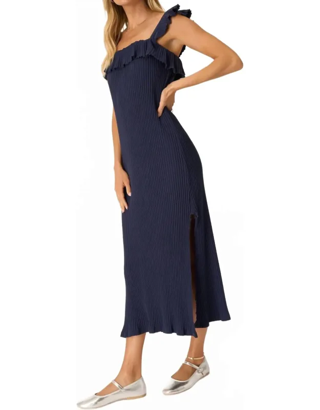 Ruffle Sleeve Rib Dress