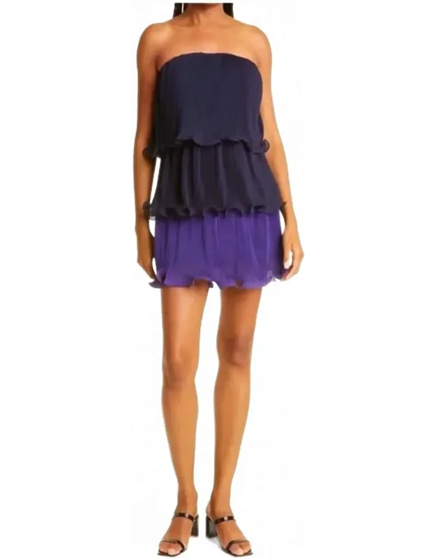 Pleated Chiffon Strapless Mini Dress