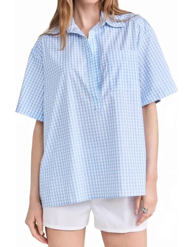 Missa Open Placket Pullover Top
