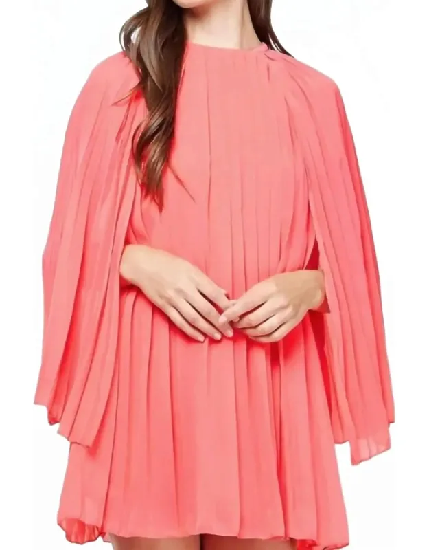 Pleated Cape Mini Dress