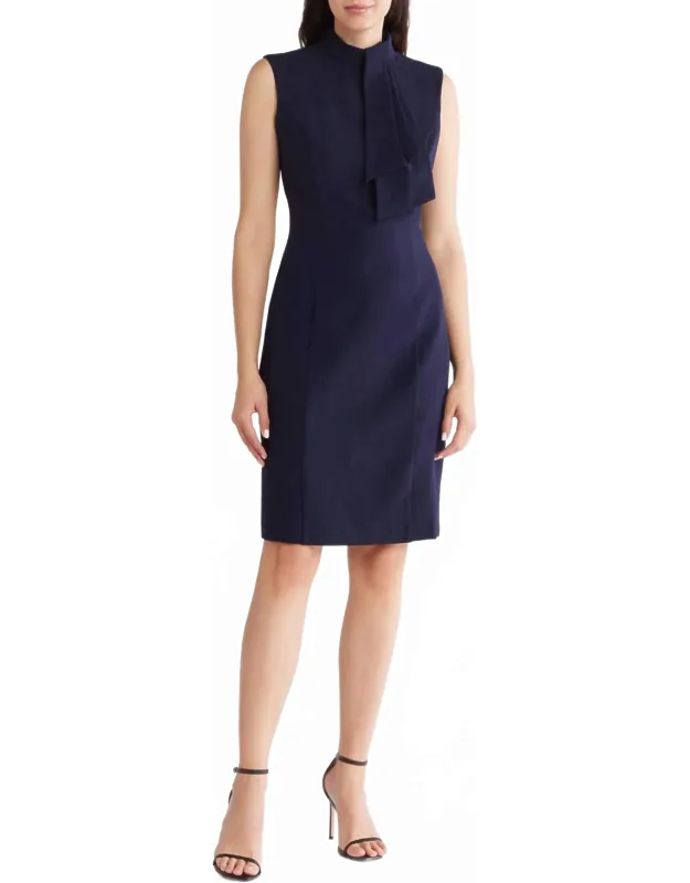 Tie Neck Sleeveless Sheath Dress