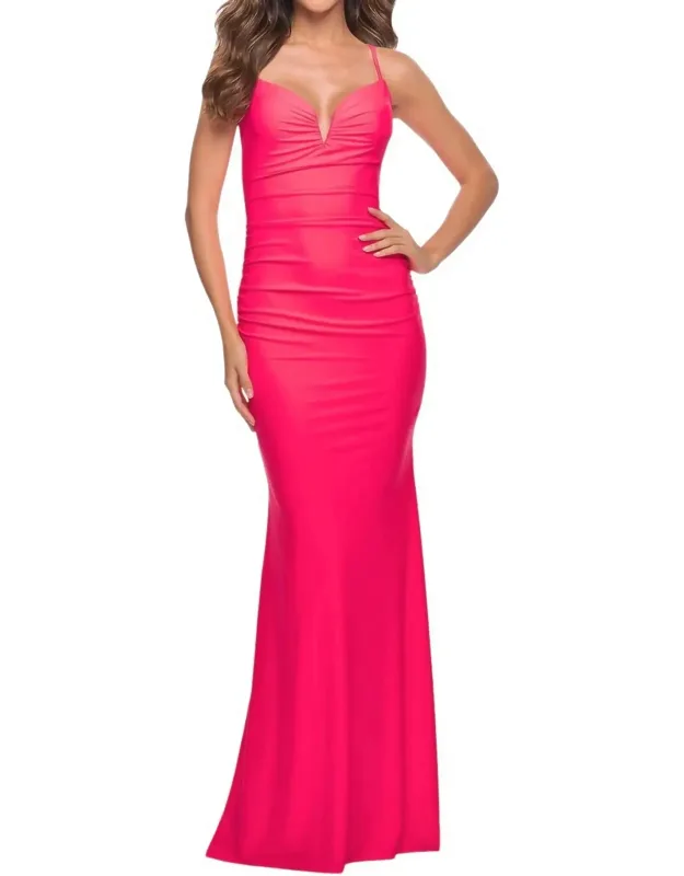 Corset-back Long Dress