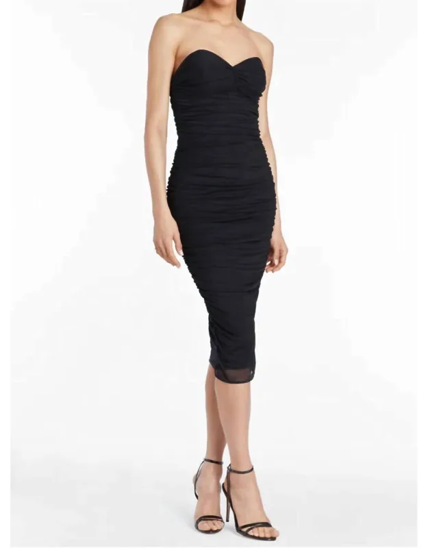 Strapless Midi Dress In Mesh