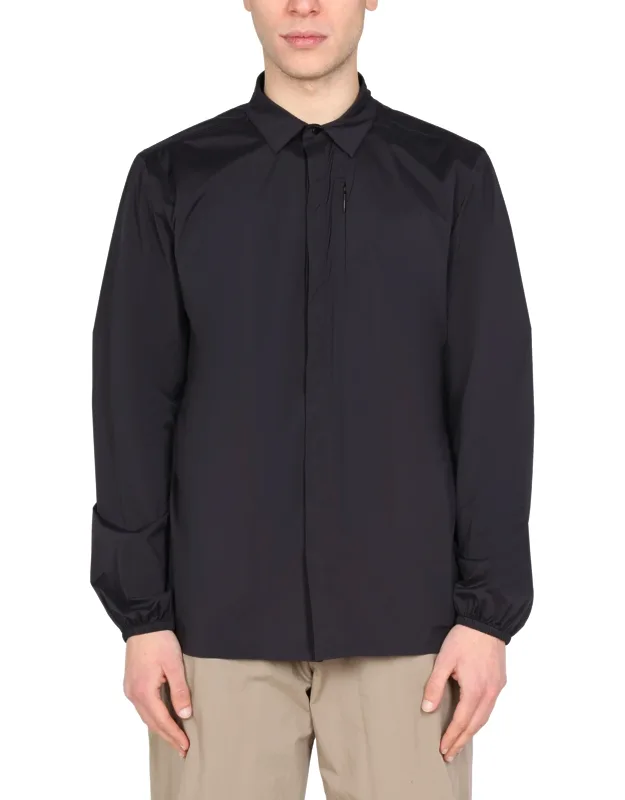 Shirt Jacket With Pointed Collar And Snap Button Closure