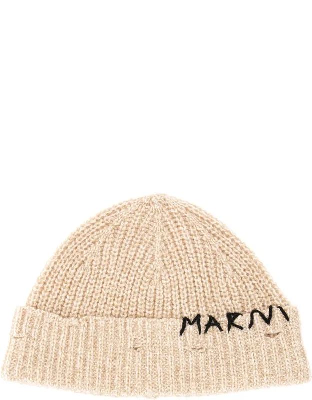 Beanie Hat With "mending" Embroidery