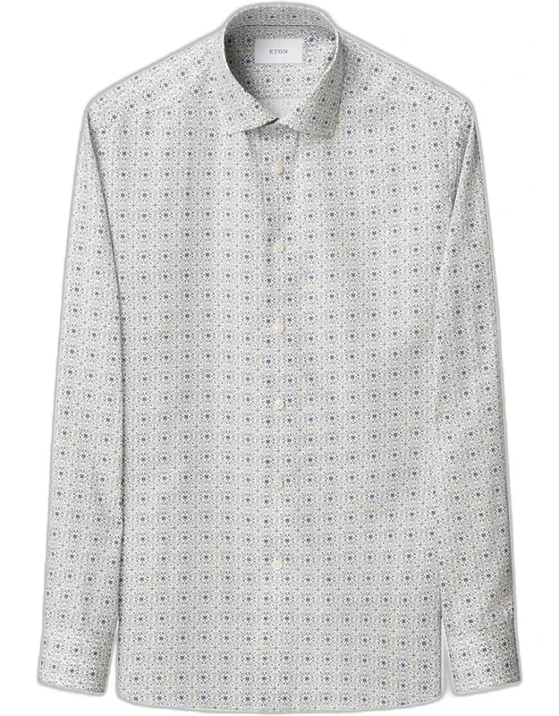 Signature Cotton Tencel Medallion Contemporary-fit Dress Shirt
