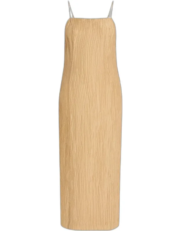 Lucille Sleeveless Crinkled Midi Dress
