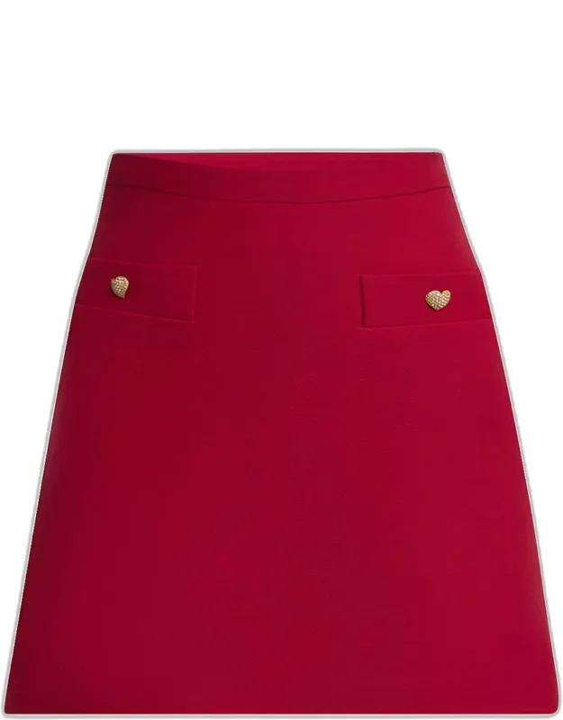 Heart Button Crepe Couture Mini Skirt