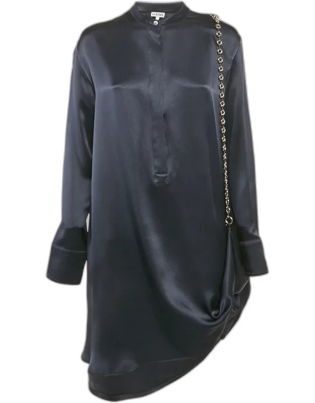 Satin Chain Detail Short Shirt Dress