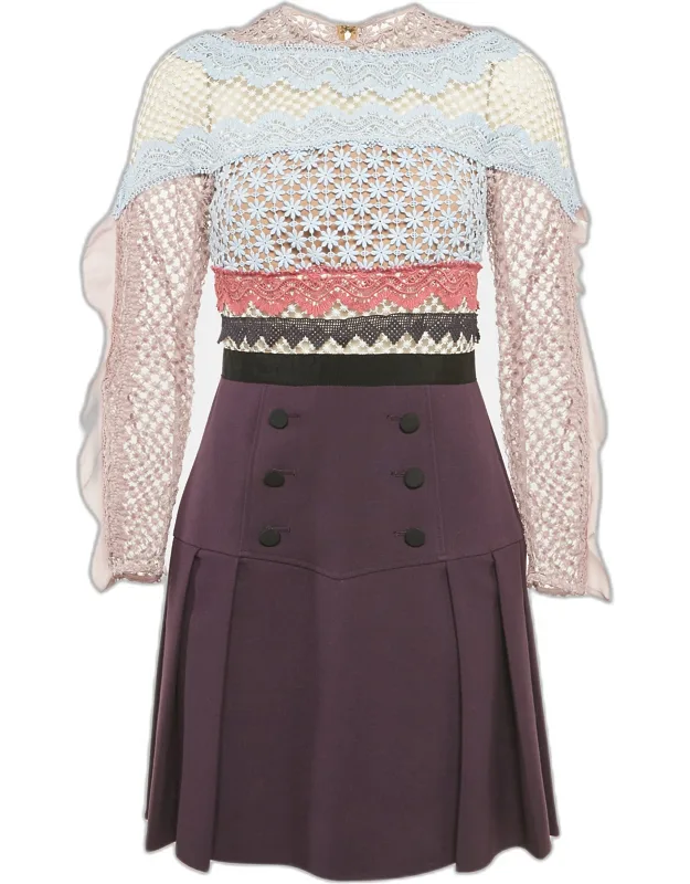 Lace And Crepe Mini Dress