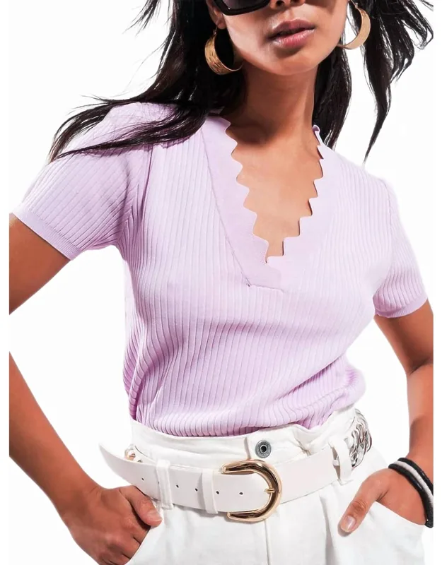 Ribbed V Neck Top