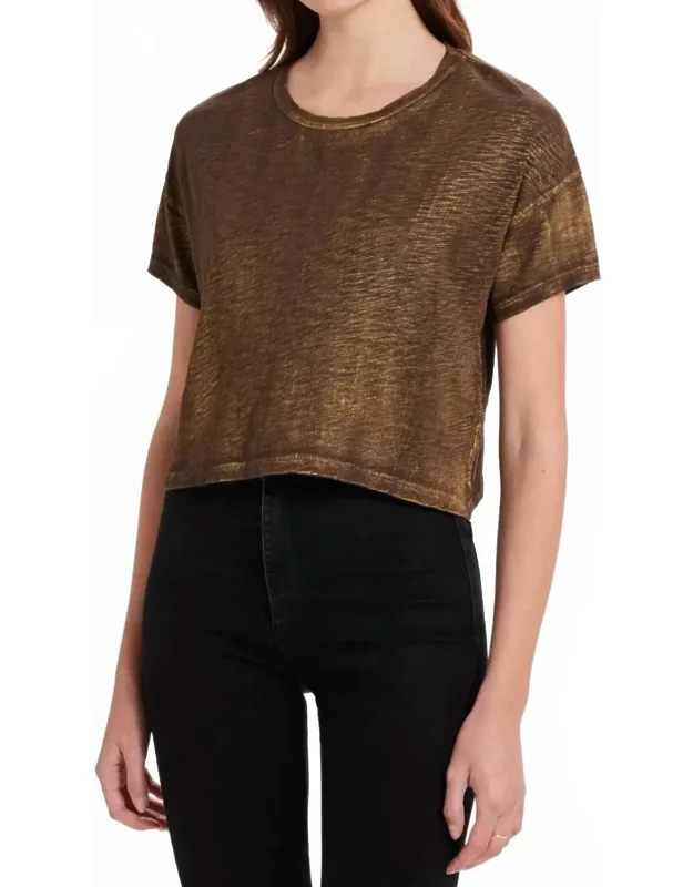 Metallic Sparkle Crop Short Sleeve Top