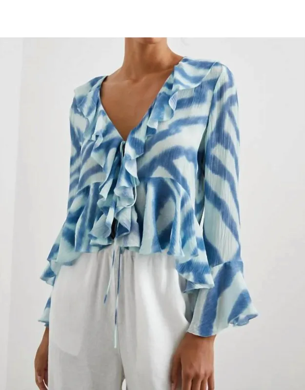 Nicoletta Blouse With Ruffle Details And Tie Closure