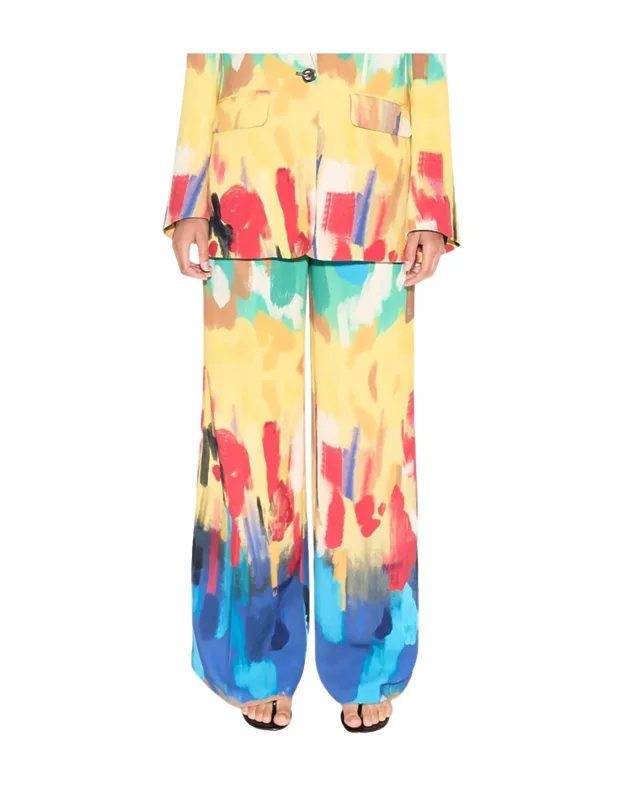 Bloo Crepe High Waist Pants In Palette Print