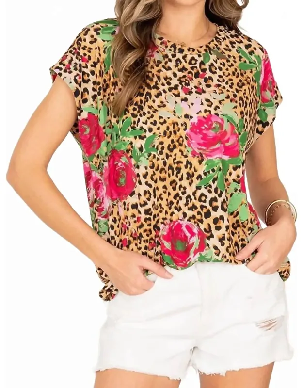 Leopard And Floral Print Top