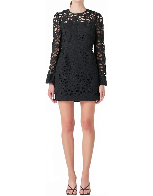 Eyelet Structured Mini Dress