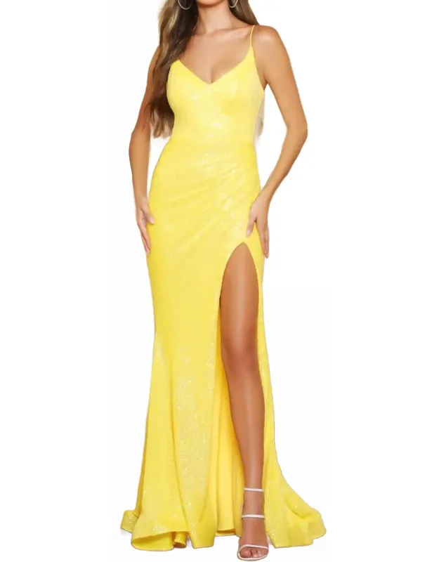 V-neck Slit Prom Dress