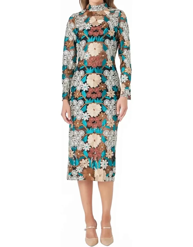 Floral Cut Out Midi Dress